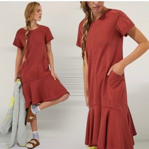 Anthropologie Saturday Sunday Joella Midi Dress Terri Cloth Pockets Size Medium